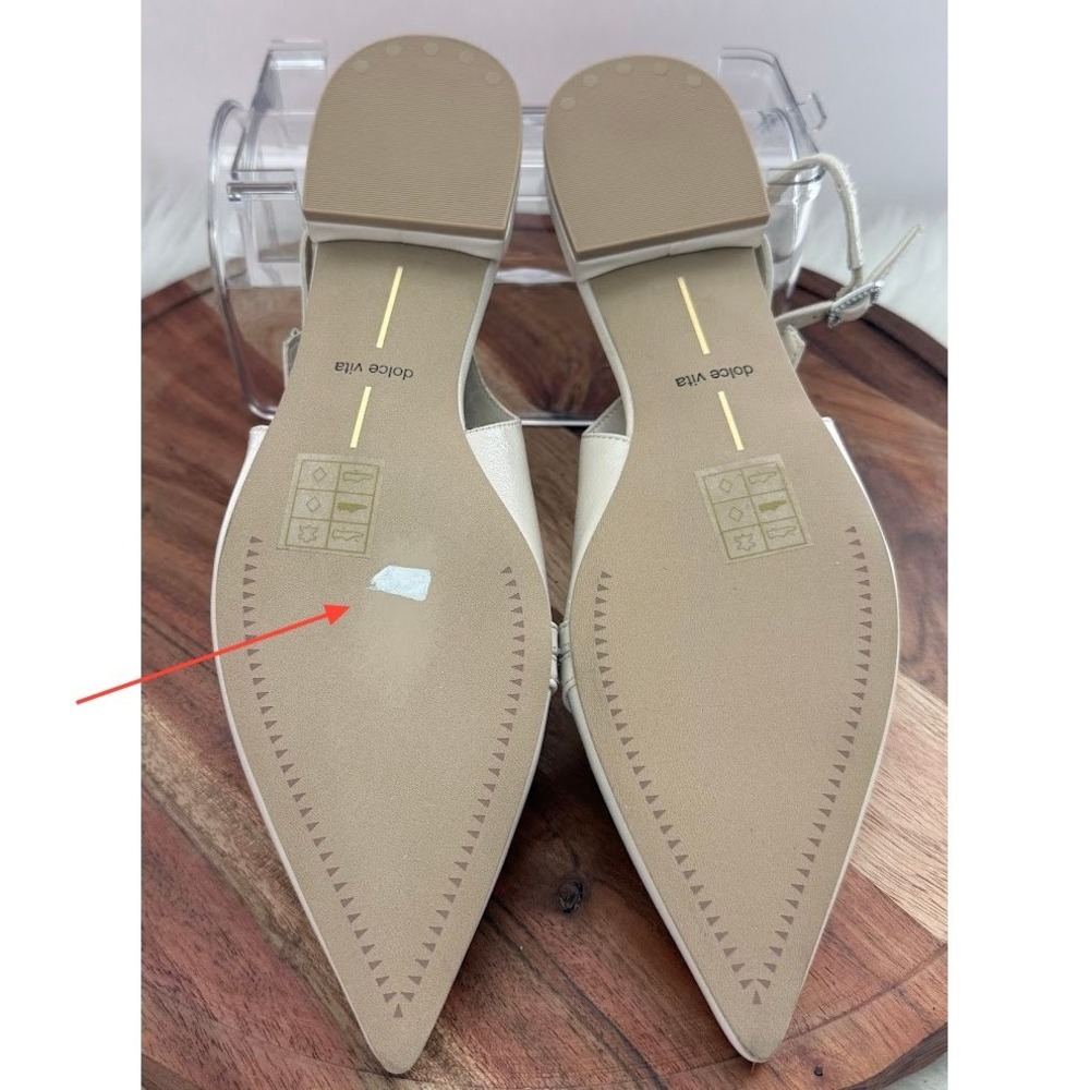 Dolce Vita Womens Ivory Pearl Leather Slingback Pointed Toe Buckle Flats Size 9 - Picture 5 of 12